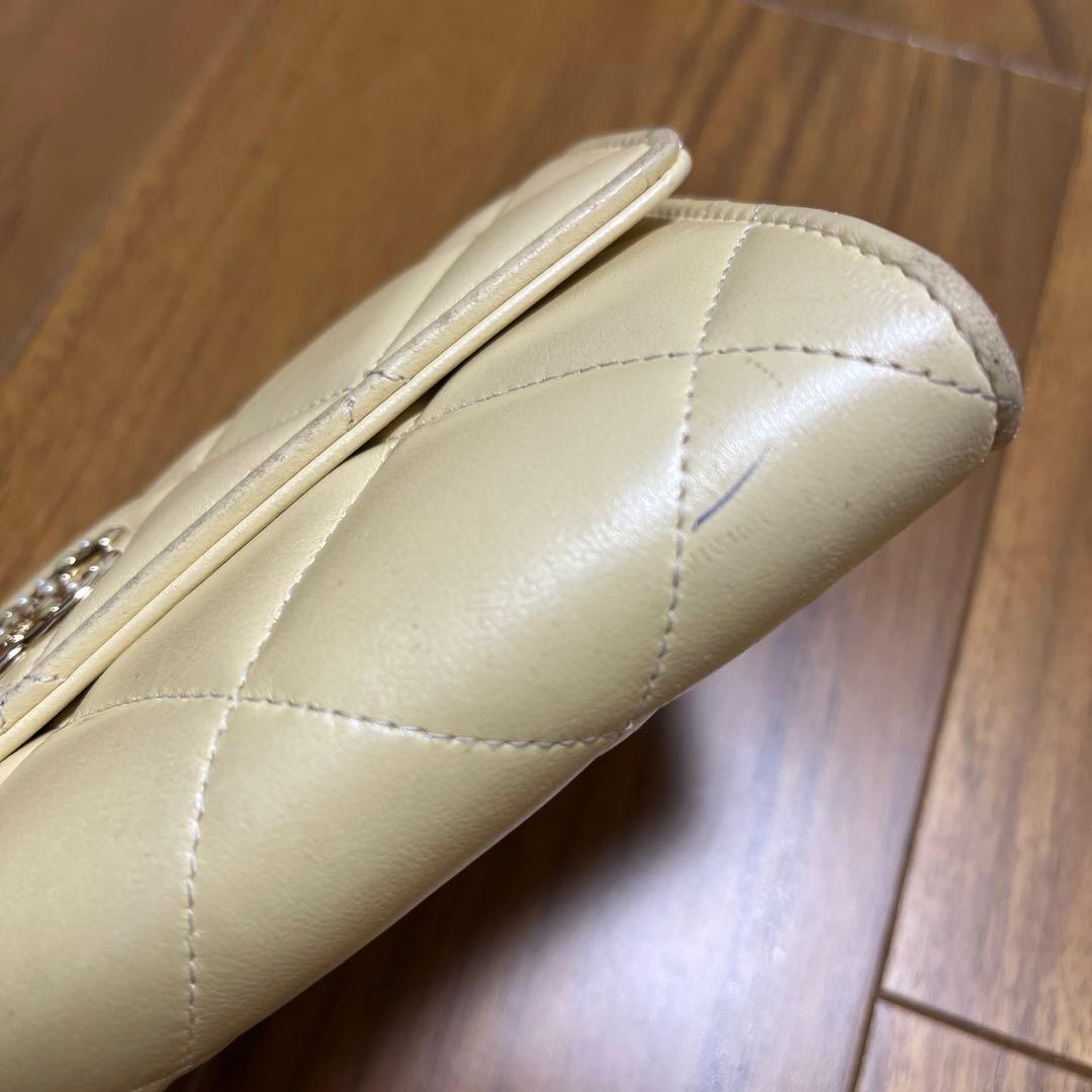 CHANEL レア色　パステルクリームイエロー　 キルティング 長財布