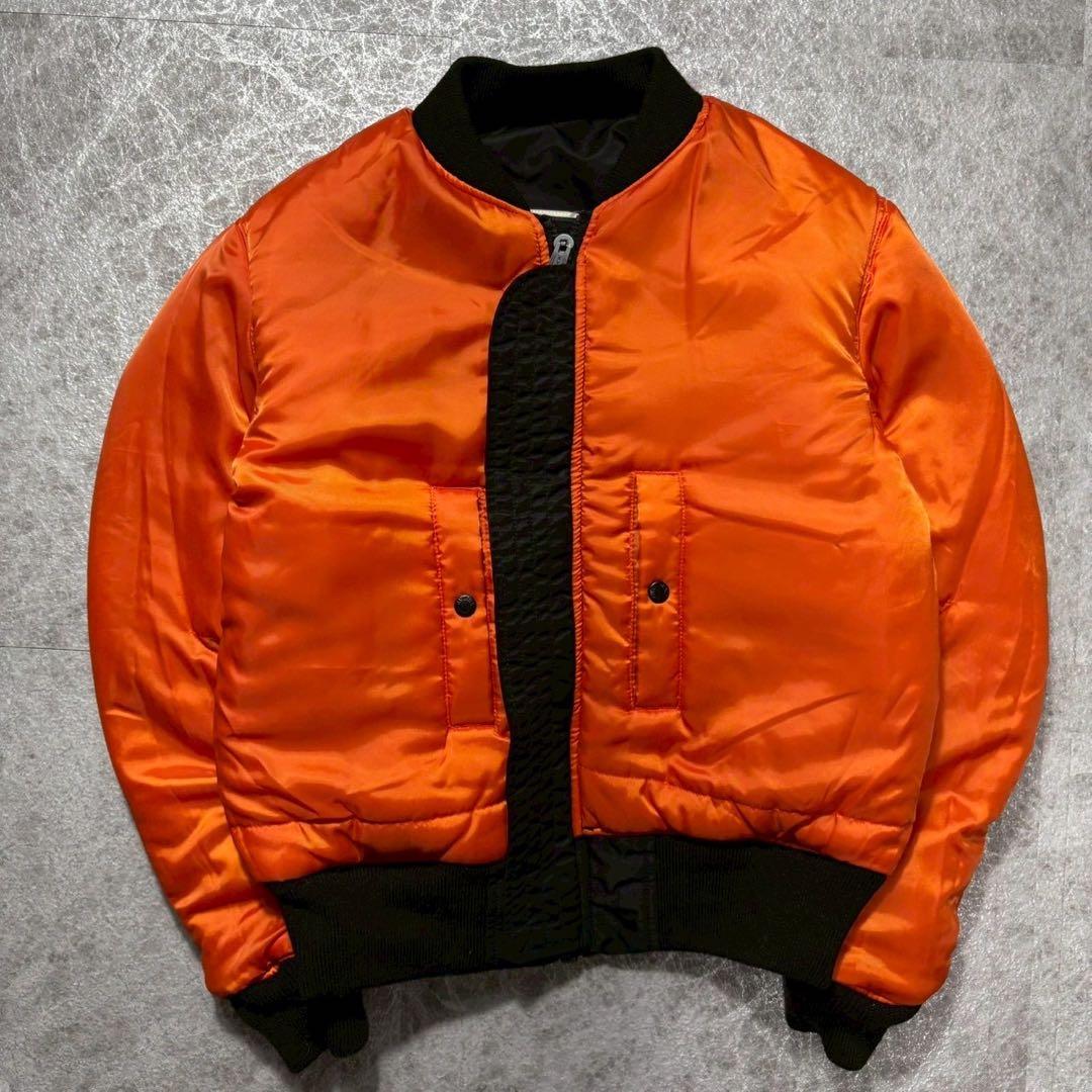 美品 AVIREX MA-1 フライトジャケット バックロゴ ブラック M