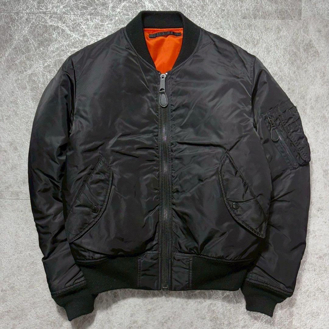 美品 AVIREX MA-1 フライトジャケット バックロゴ ブラック M