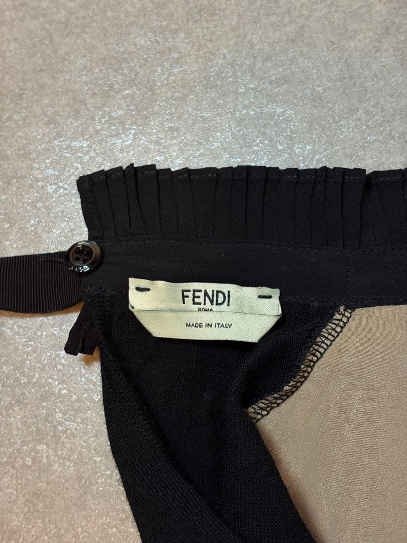 FENDI 刺繍 ワンピース｜フリル ハイネックAライン イタリア製