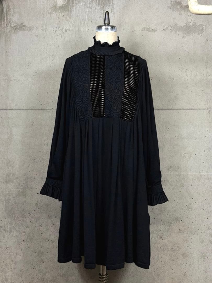 FENDI 刺繍 ワンピース｜フリル ハイネックAライン イタリア製