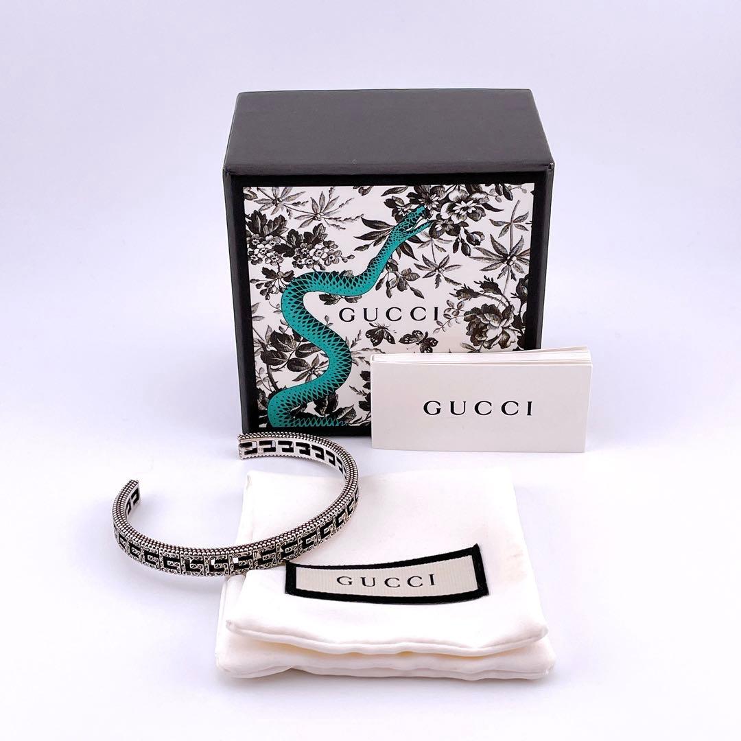 ★グッチ★ バングル ブレスレット スクエアG カフブレスレット 燻 いぶし