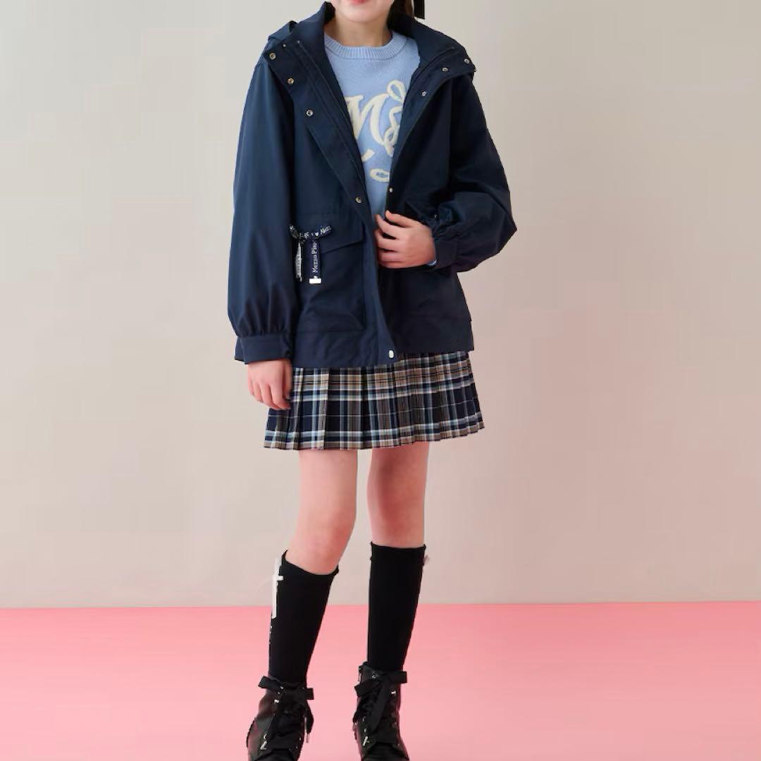 メゾピアノ新品新作タグ付き【撥水】ロゴリボン3WAYマウンテンパーカ150