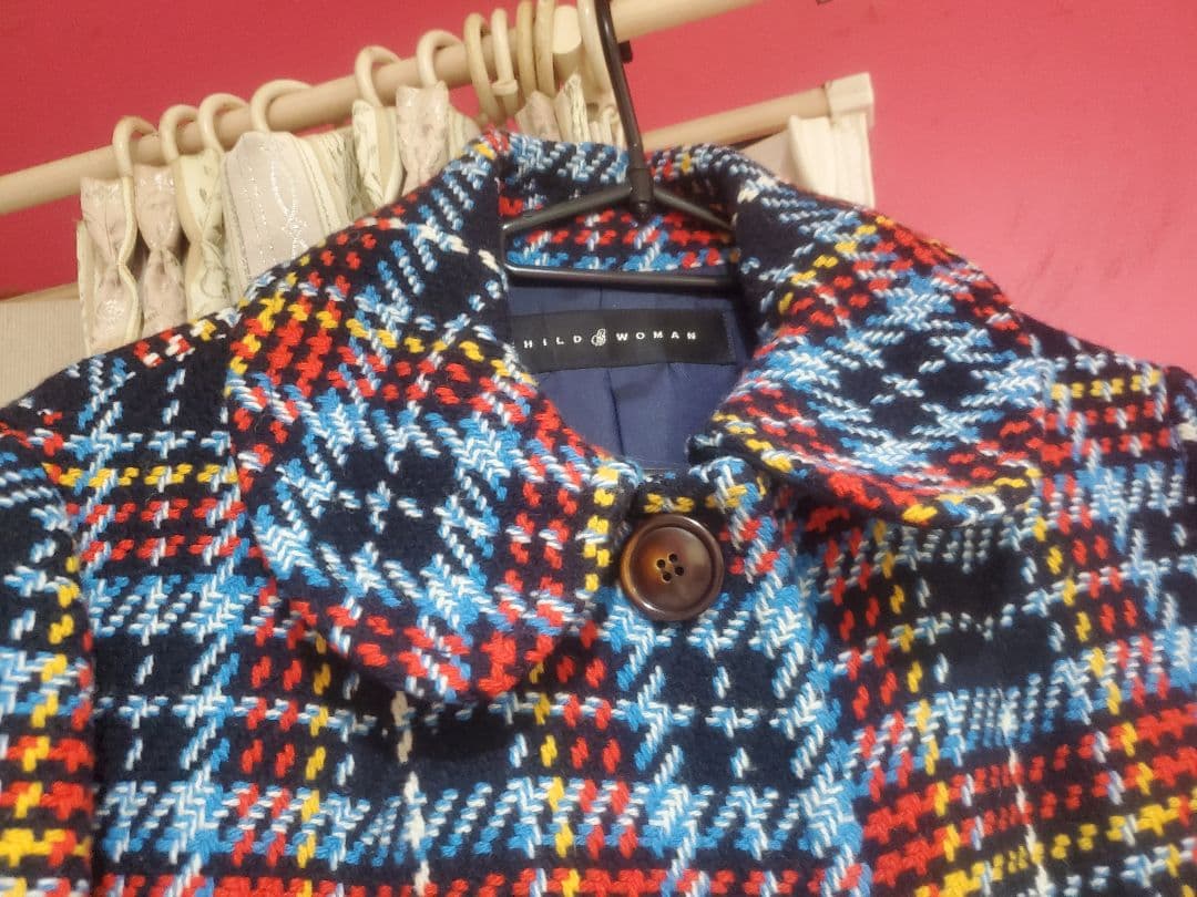 Child　Woman　チェック柄ウールロングコート