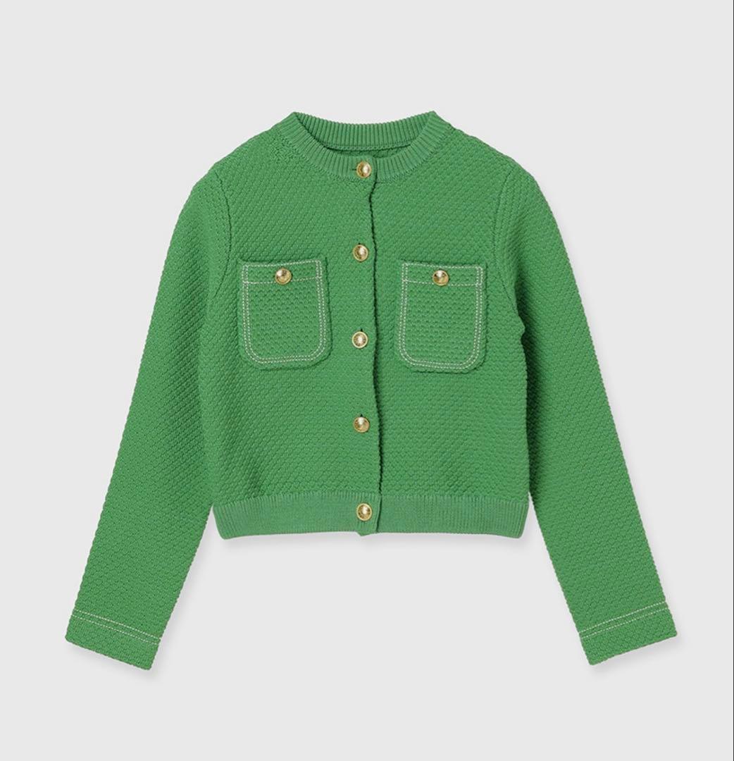 anuans グリーン ノーカラージャケット S