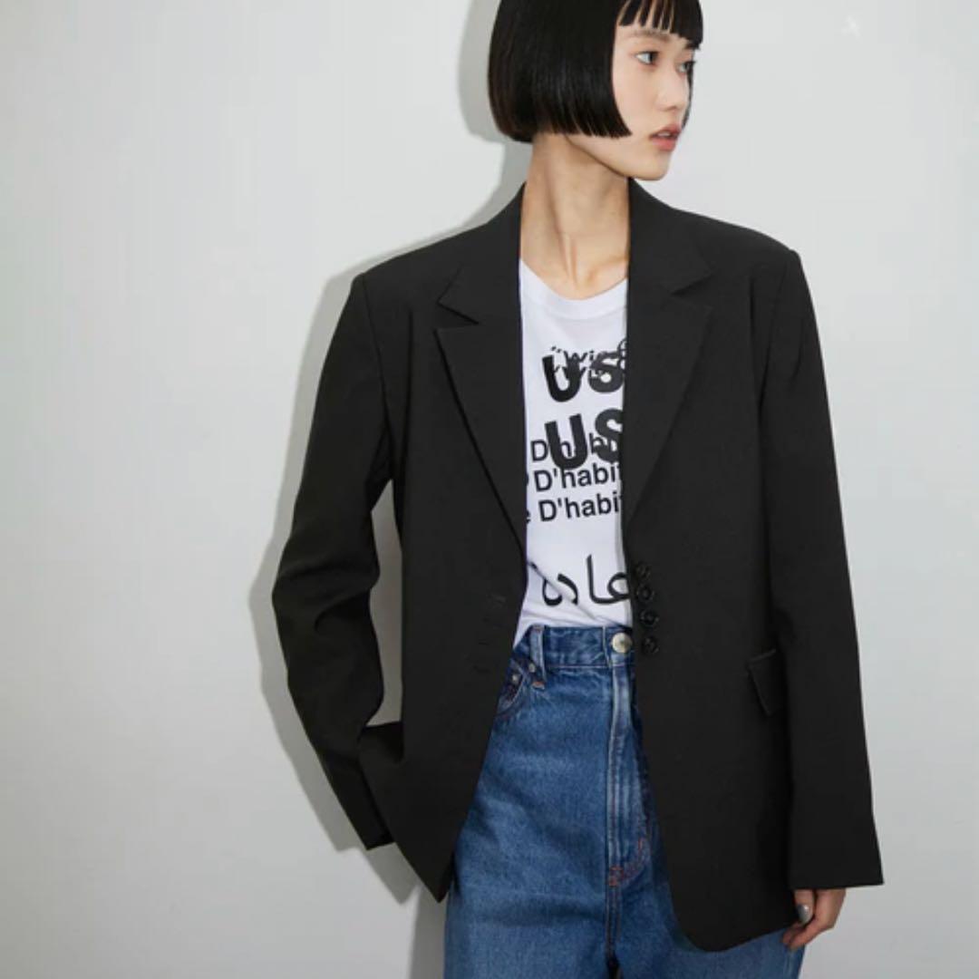 アダムエロペ　クラウドボタンテーラードジャケット　黒　サイズ36