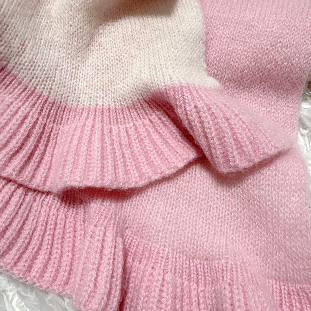 【美品】ボーダーズアットバルコニー カシミヤ100% マフラー ストール ピンク