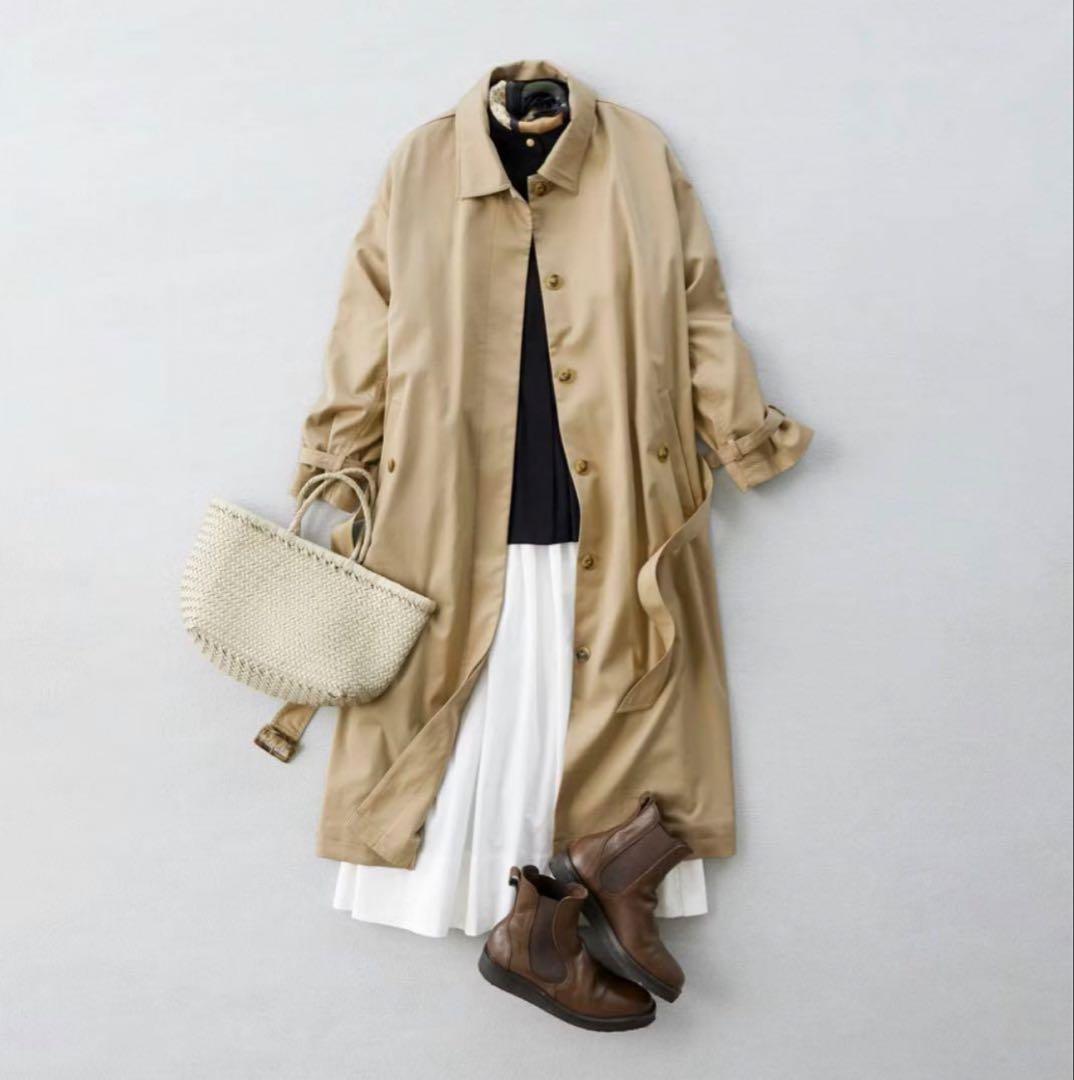 【美品】北欧暮らしの道具店 着こなしきまるトレンチコートベージュ Sサイズ