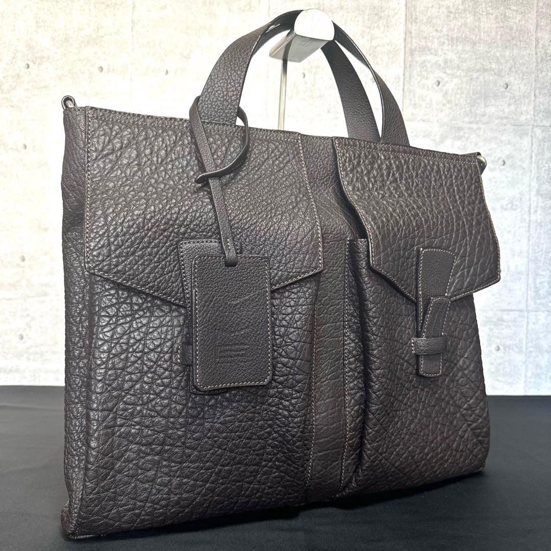 専用品MAURO GOVERNA ダークブラウン レザー A4ビジネスバッグ