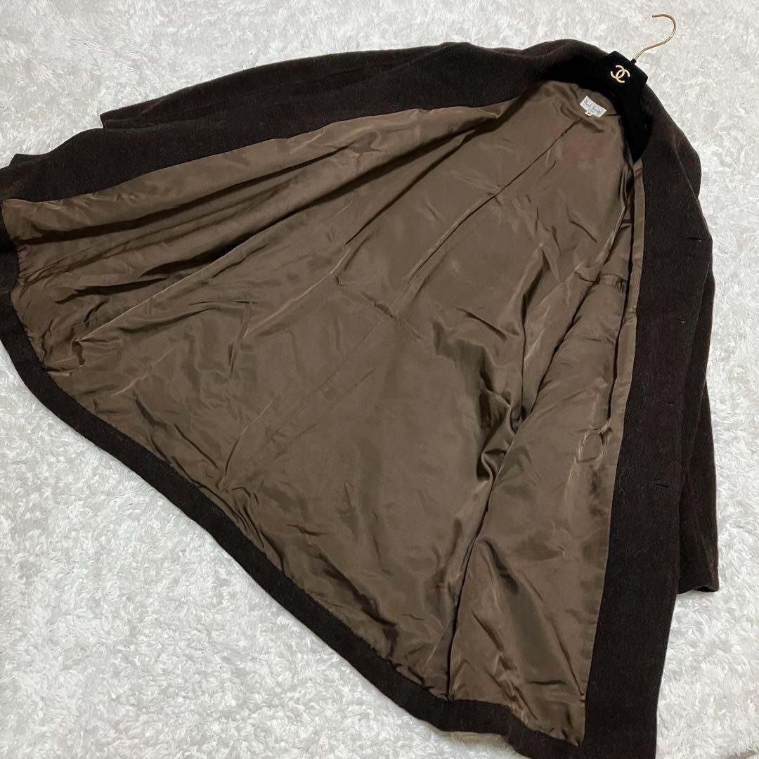 ポールスミス　ステンカラーコート　肉厚ウール　ロング丈　ベルト付き　ブラウン　M