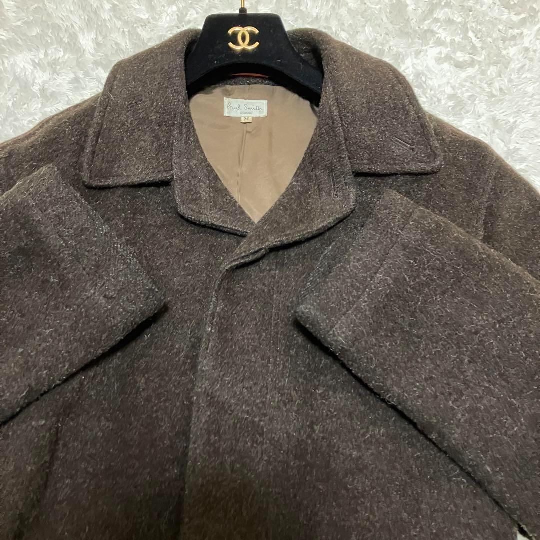 ポールスミス　ステンカラーコート　肉厚ウール　ロング丈　ベルト付き　ブラウン　M
