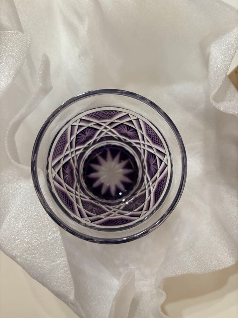 あ*つ様 鳥津薩摩切子　冷酒グラス 紫色 ガラス　箱付き