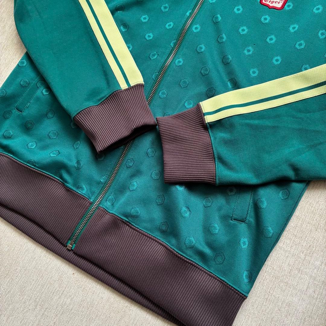 Onitsuka Tiger トラックジャケット　グリーン　サイドライン　総柄