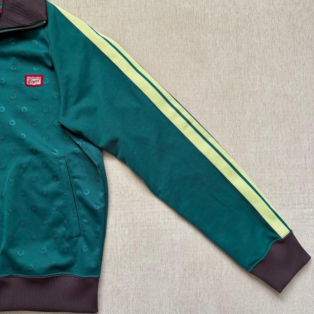 Onitsuka Tiger トラックジャケット　グリーン　サイドライン　総柄