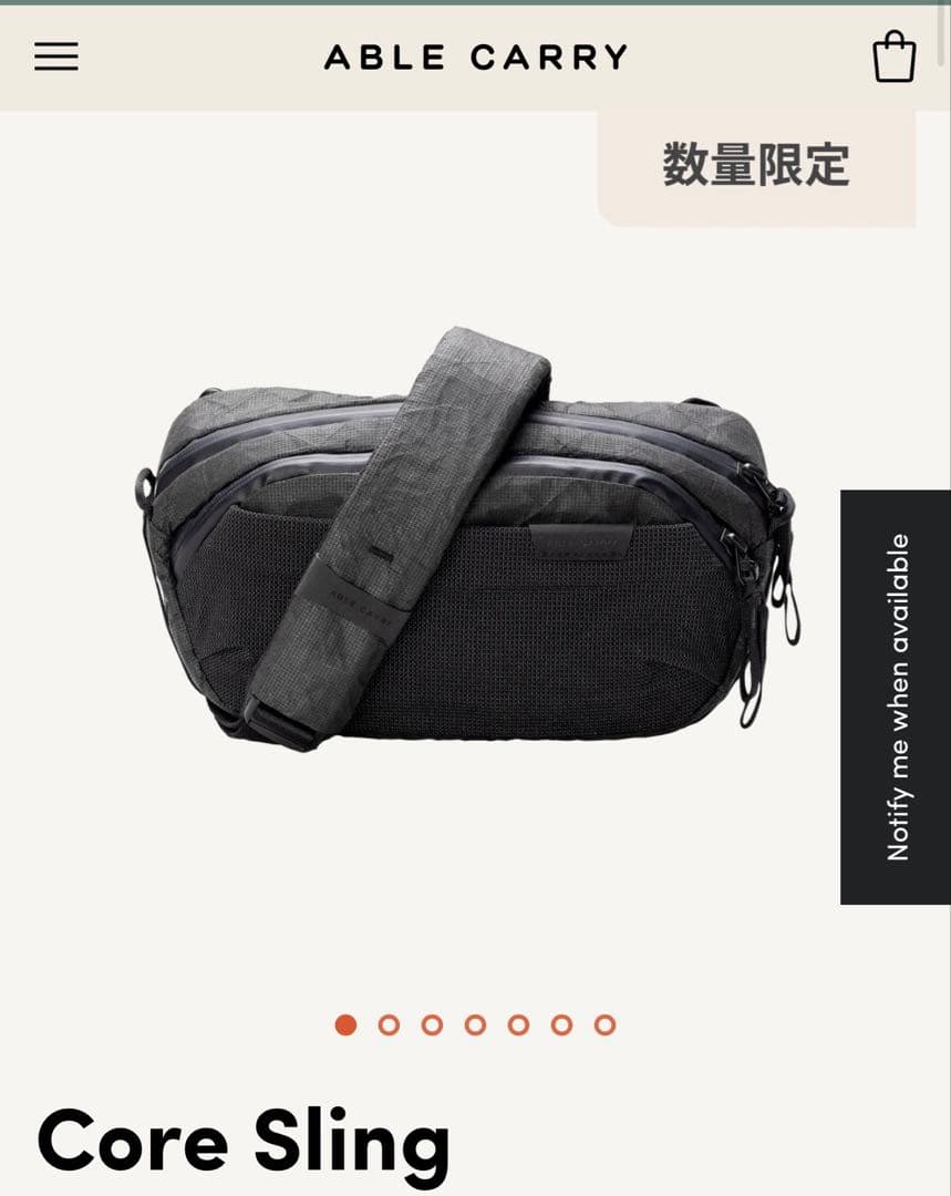 バッグ ABLE CARRY Core Sling Ultra Black 2.5L