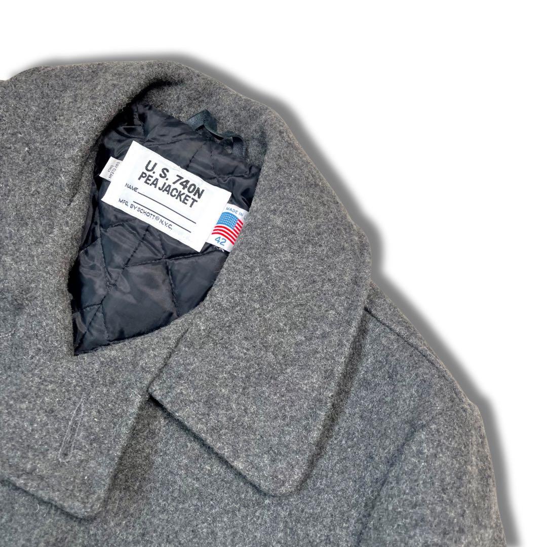 極美品✨schott ショット ピーコート 740N 42 キルティング ロゴ