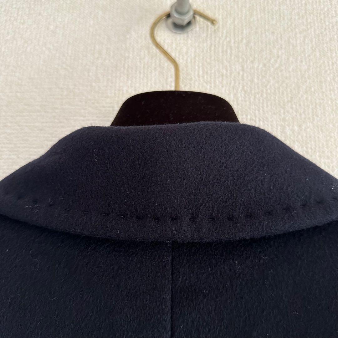 【美品】マリナリナルディ スタンドカラー カシミヤ100% ロングコート 黒