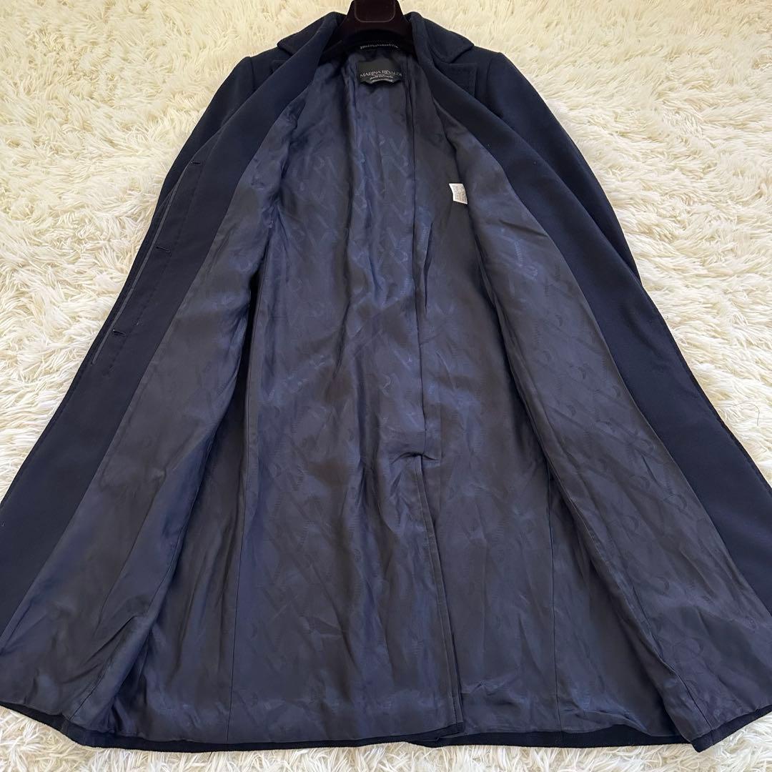 【美品】マリナリナルディ スタンドカラー カシミヤ100% ロングコート 黒