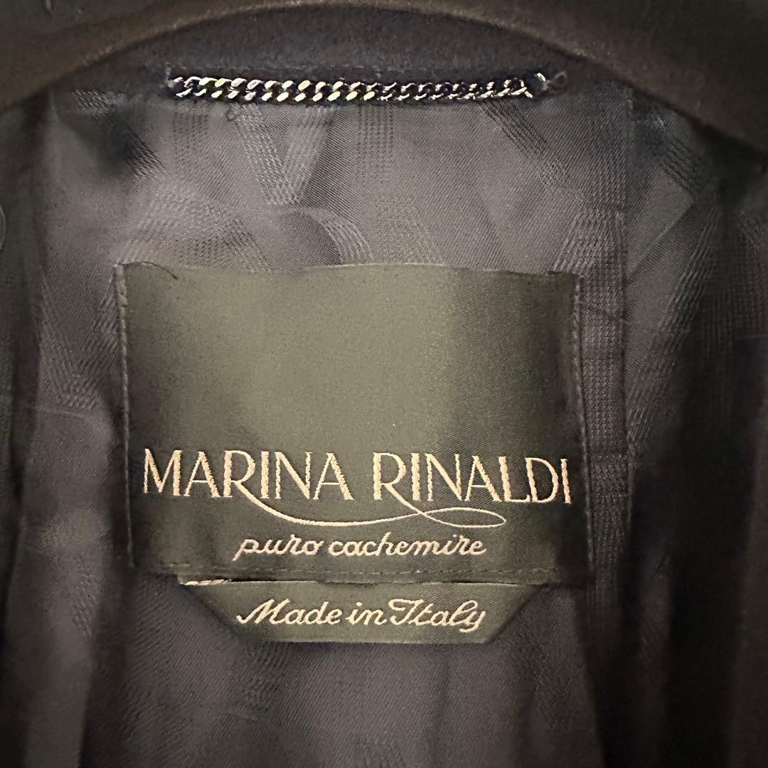 【美品】マリナリナルディ スタンドカラー カシミヤ100% ロングコート 黒