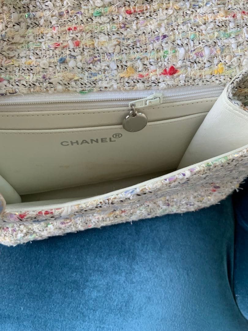 中古　美品　CHANEL 白　ツイードショルダーバッグ　証明書あり