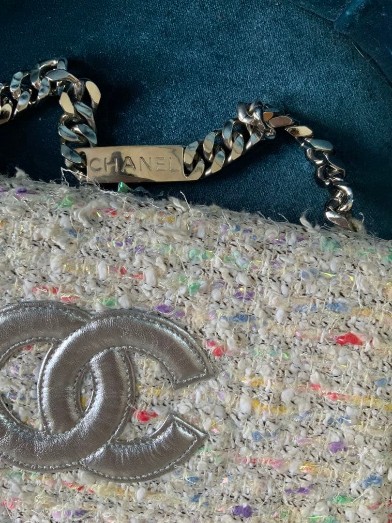 中古　美品　CHANEL 白　ツイードショルダーバッグ　証明書あり