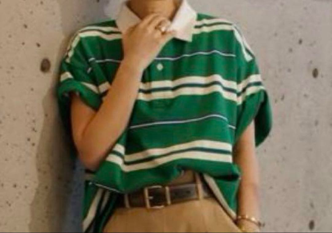 MACHATT マチャット　ボーダーラガーシャツ　グリーン