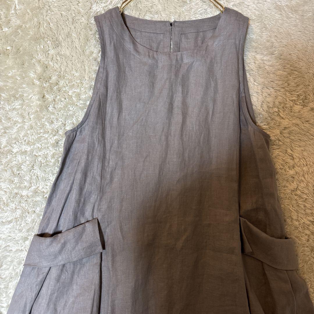 美品＊根々　ネネ　リネンワンピース　麻100 高級　日本製　洗濯可　石見銀山