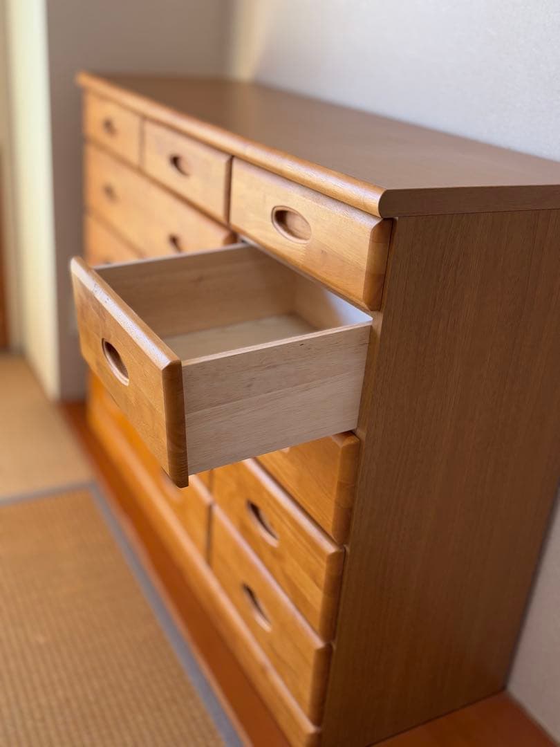 ナチュラルウッド 木製チェスト　引き出し多数【120✖️40✖️88】 たのメル便