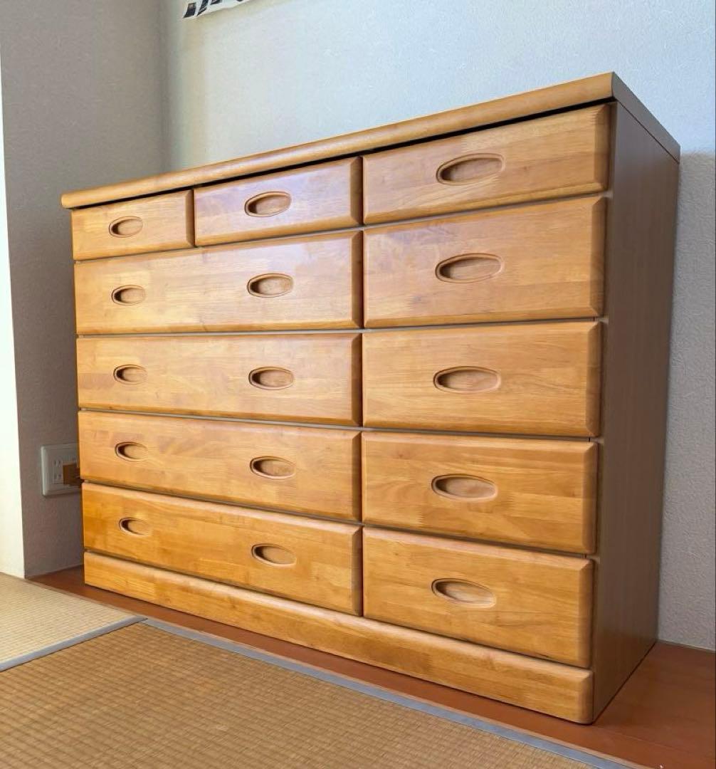 ナチュラルウッド 木製チェスト　引き出し多数【120✖️40✖️88】 たのメル便