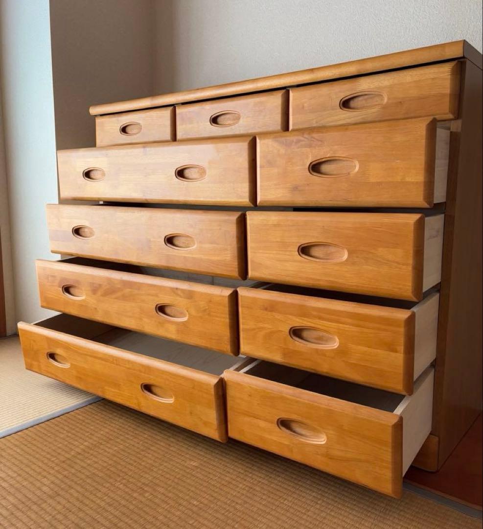 ナチュラルウッド 木製チェスト　引き出し多数【120✖️40✖️88】 たのメル便