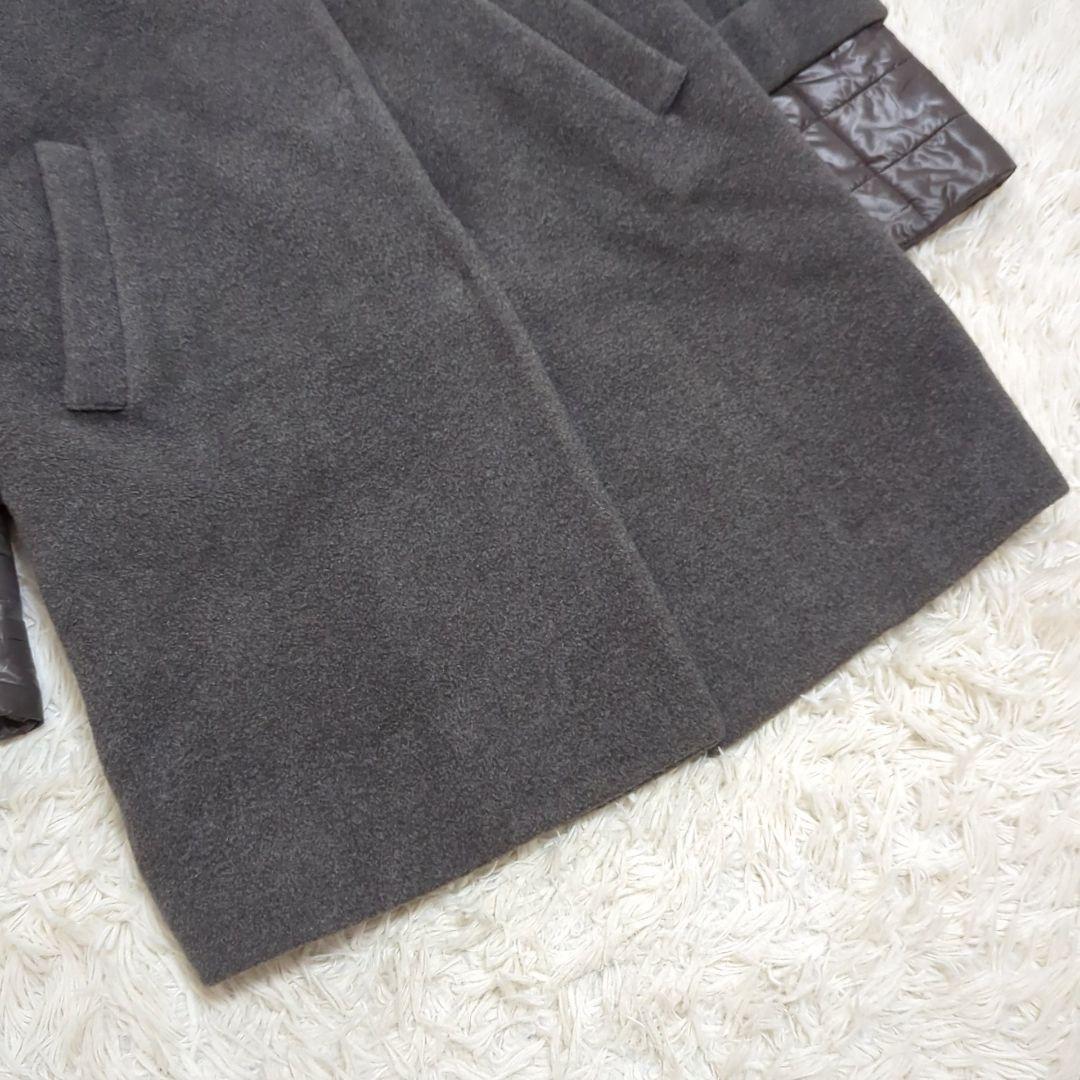 極美品 42 ヘルノ アンゴラ シルク 2way ダウンコート 切替 フォックス