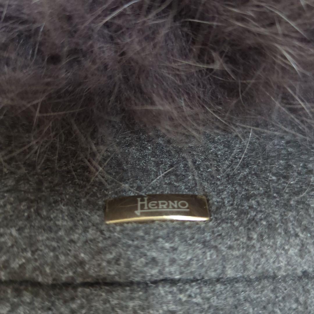 極美品 42 ヘルノ アンゴラ シルク 2way ダウンコート 切替 フォックス