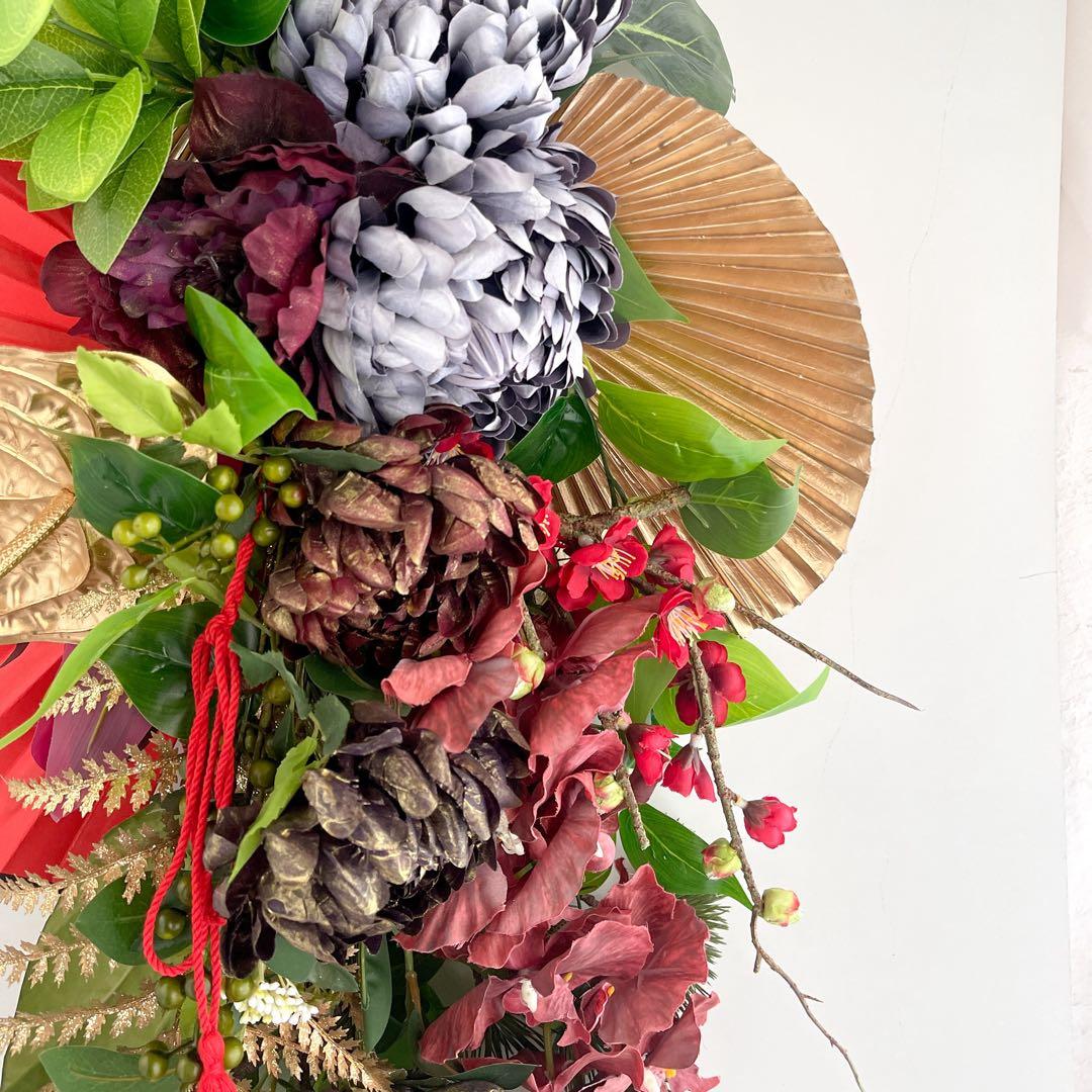 【特大1mサイズ 正月しめ縄リース】モダン迎春装飾｜店舗・商業用 光触媒フラワー