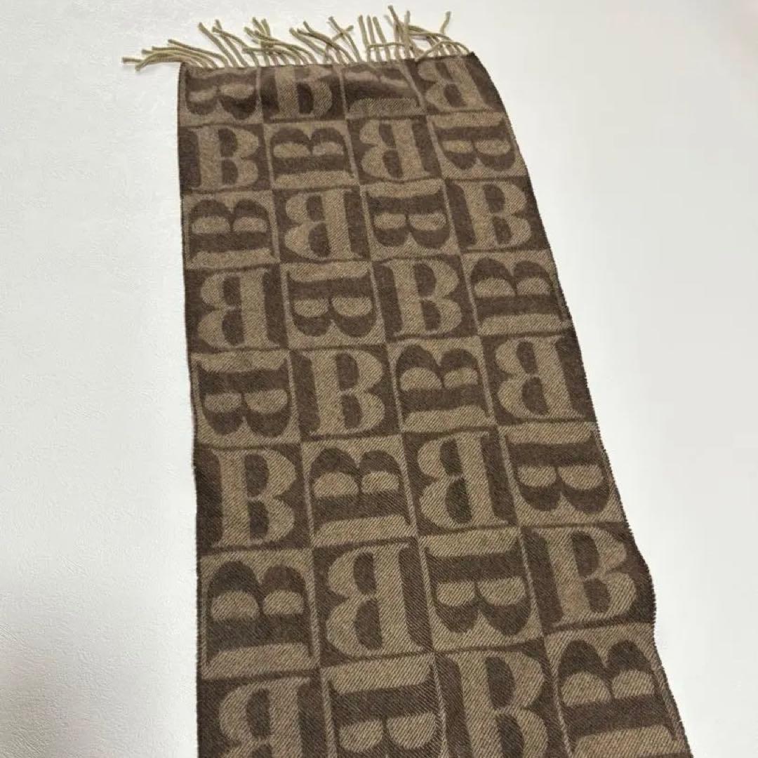 希少 美品 バーバリーズ ピュアカシミヤ100% B柄 総ロゴ 総柄 ブラウン