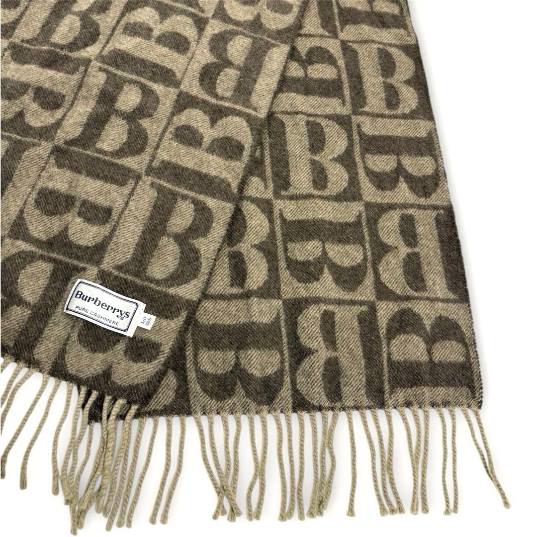 希少 美品 バーバリーズ ピュアカシミヤ100% B柄 総ロゴ 総柄 ブラウン