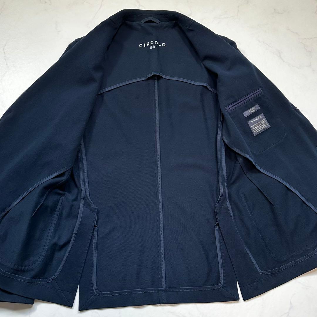 XL相当◎チルコロ 鹿の子 ジャージージャケット コットンピケ 紺 50 現行品