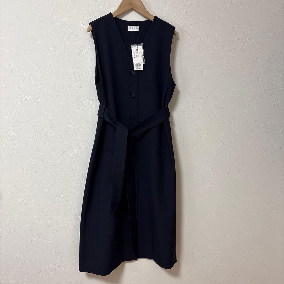 プラステ　ブラッシュドバック2WAYロングジレ　ネイビー　S