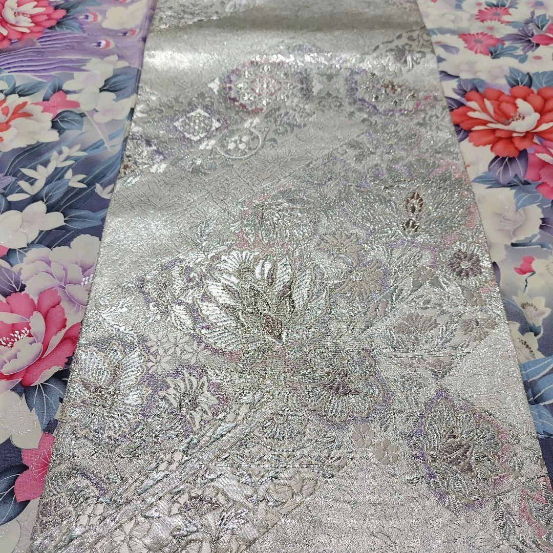 振袖フルセット(9点)・成人式・くすみ・グレー・ピンク・銀彩加工・胴裏正絹・逸品