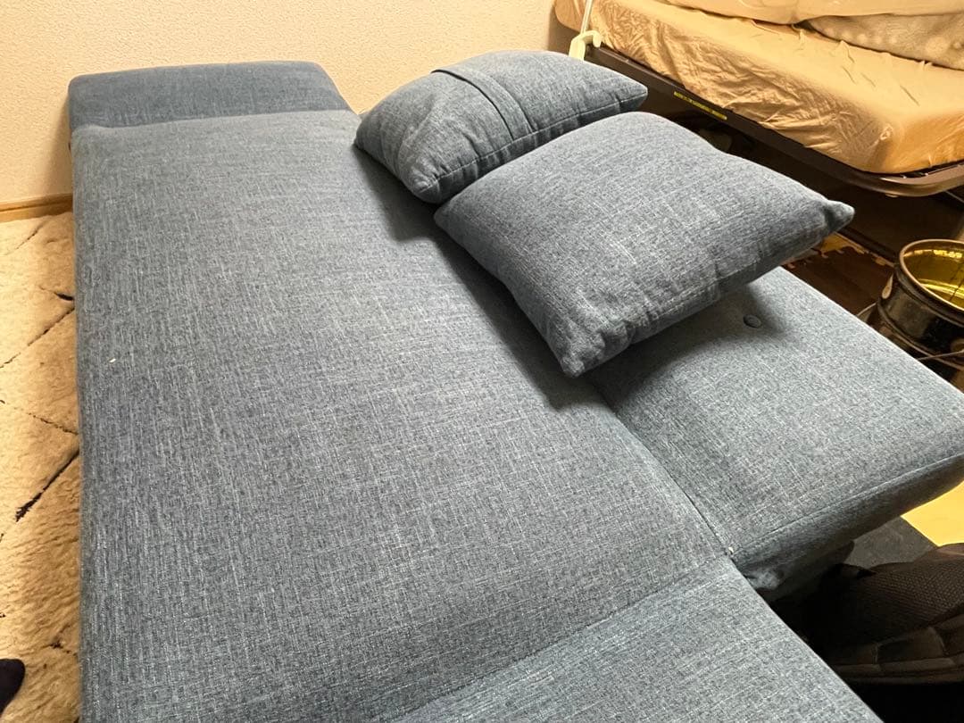 LOWYA［幅130］2人掛けソファソファベッド 天然木脚ファブリック