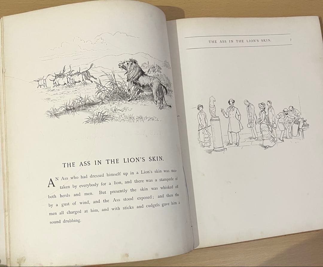 No.428 希少 アンティーク 古書 洋書 絵本 ビクトリア イソップ 童話