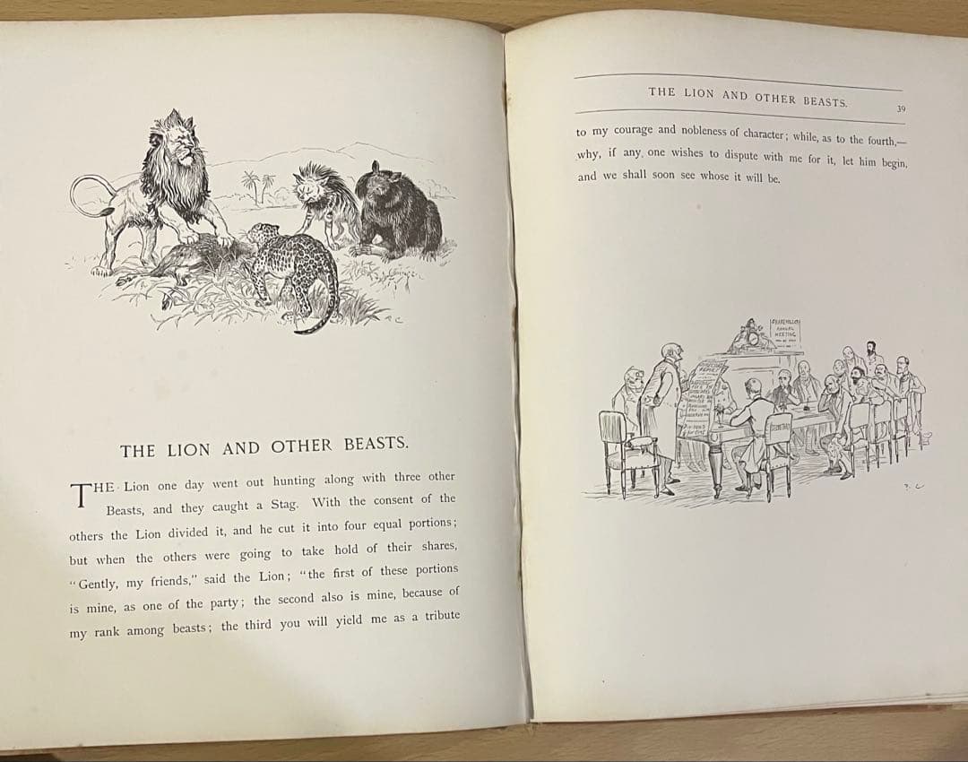 No.428 希少 アンティーク 古書 洋書 絵本 ビクトリア イソップ 童話