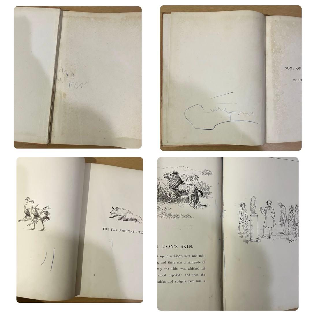 No.428 希少 アンティーク 古書 洋書 絵本 ビクトリア イソップ 童話