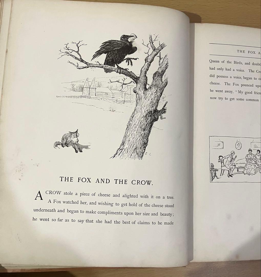 No.428 希少 アンティーク 古書 洋書 絵本 ビクトリア イソップ 童話