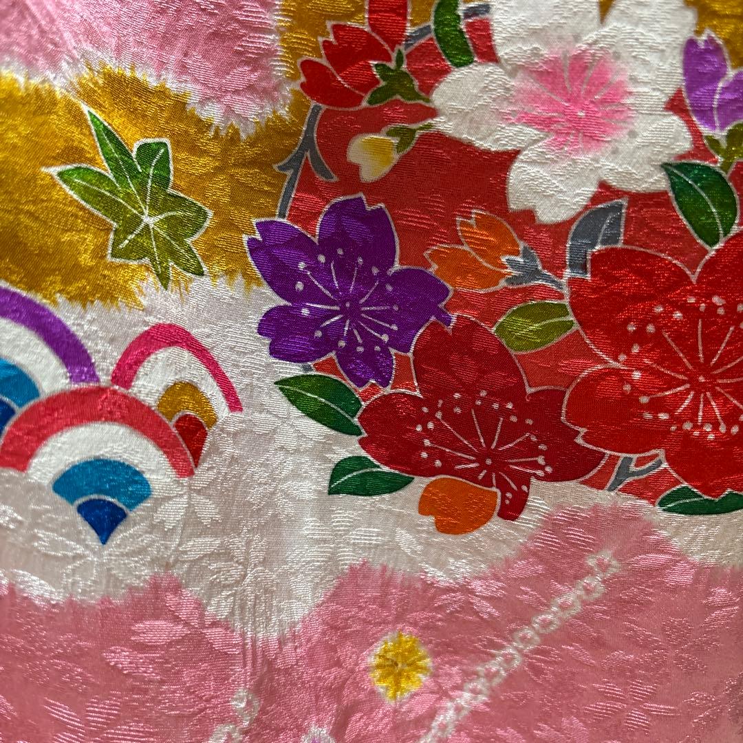 七五三　着物セット　7歳　正絹　絞り　友禅　桜色　美品　新品