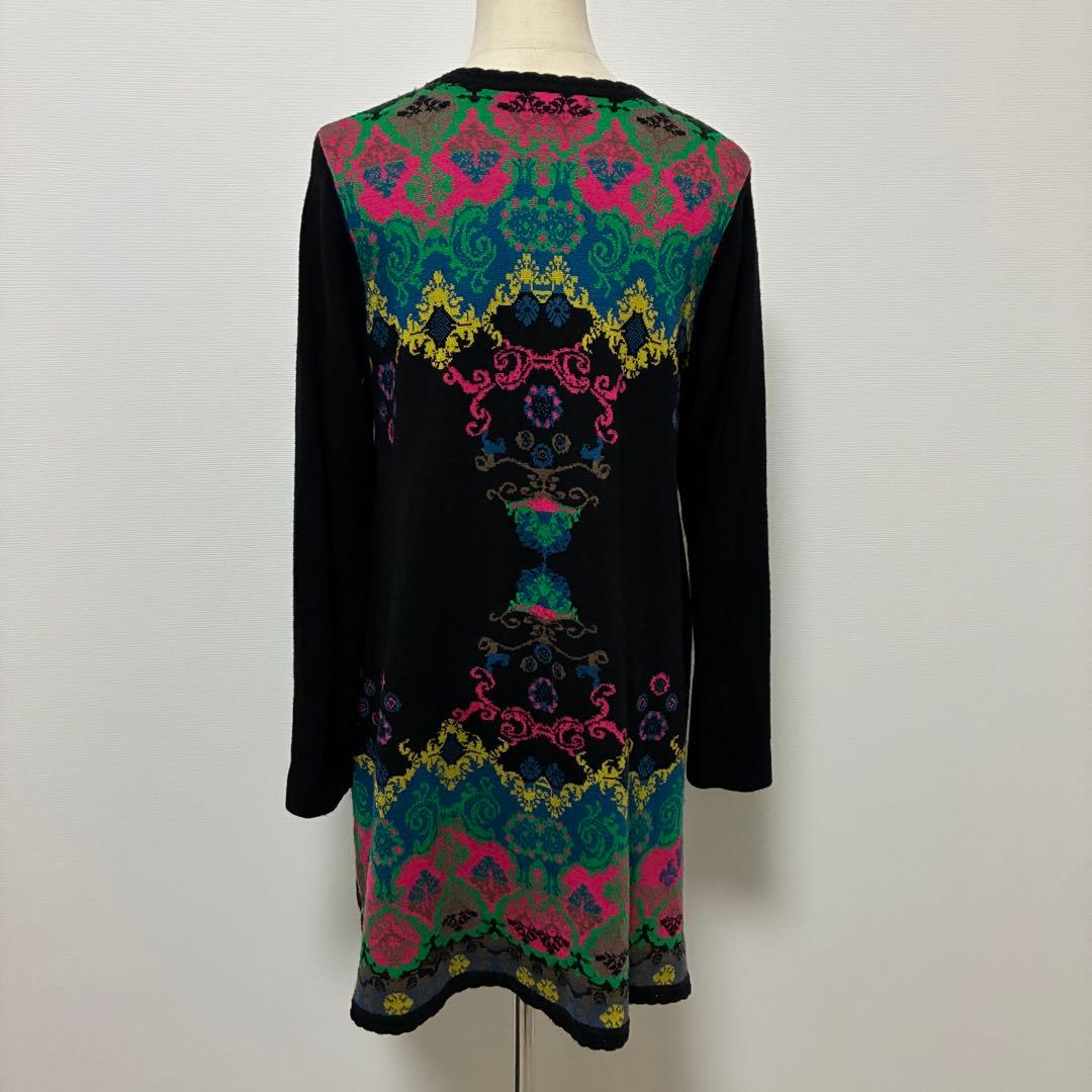 TOKUKO カラフル模様 長袖チュニック　ニットワンピース　9号　昭和レトロ