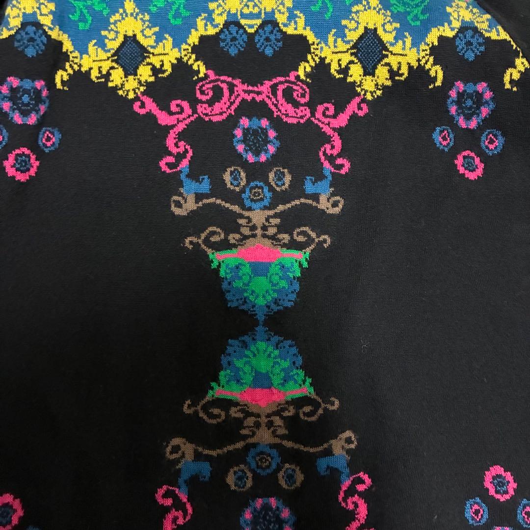 TOKUKO カラフル模様 長袖チュニック　ニットワンピース　9号　昭和レトロ