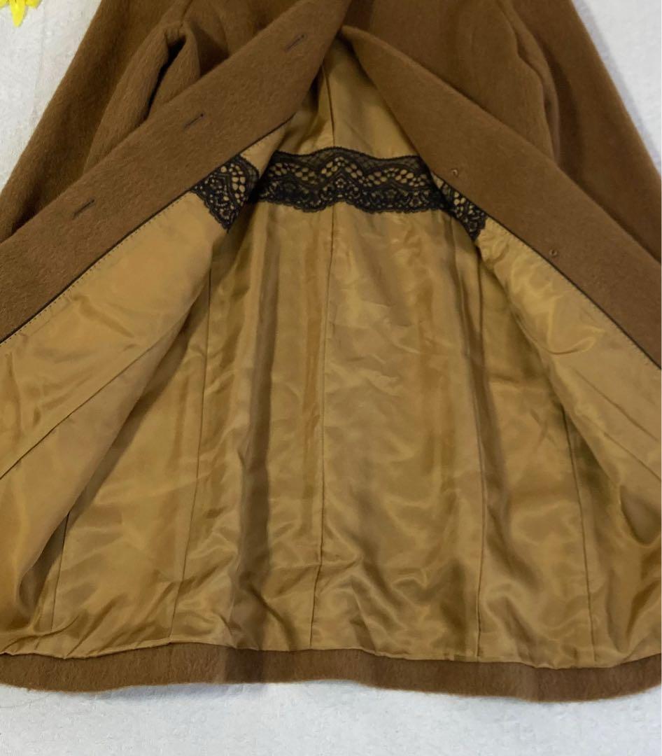 美品INED イネド アルパカ　毛混入　ノーカラーコート ロングコート