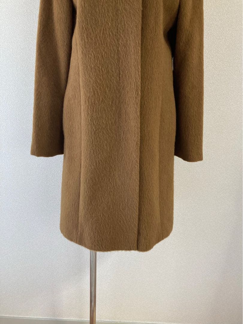 美品INED イネド アルパカ　毛混入　ノーカラーコート ロングコート