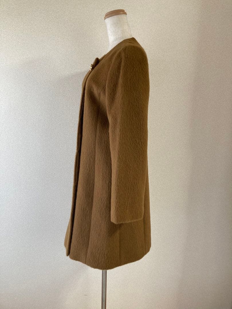 美品INED イネド アルパカ　毛混入　ノーカラーコート ロングコート