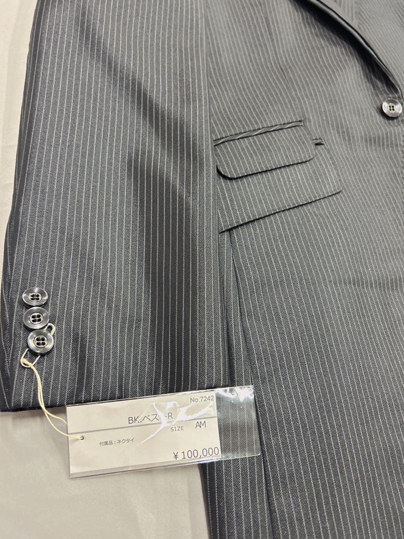 fourisherie uomo 黒ストライプタキシード4点セットサイズAM